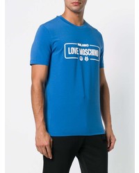 T-shirt à col rond imprimé bleu Love Moschino