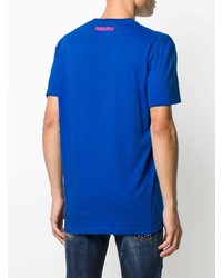 T-shirt à col rond imprimé bleu DSQUARED2