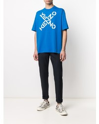 T-shirt à col rond imprimé bleu Kenzo