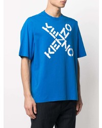 T-shirt à col rond imprimé bleu Kenzo