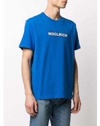 T-shirt à col rond imprimé bleu Woolrich