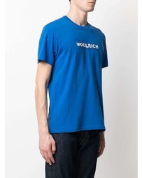 T-shirt à col rond imprimé bleu Woolrich