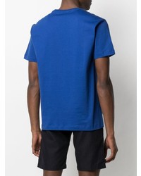 T-shirt à col rond imprimé bleu Ea7 Emporio Armani