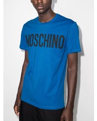 T-shirt à col rond imprimé bleu Moschino