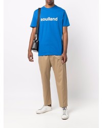 T-shirt à col rond imprimé bleu Soulland