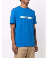 T-shirt à col rond imprimé bleu Soulland