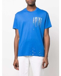 T-shirt à col rond imprimé bleu Amiri