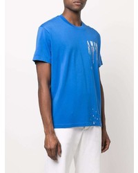 T-shirt à col rond imprimé bleu Amiri