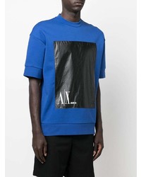 T-shirt à col rond imprimé bleu Armani Exchange