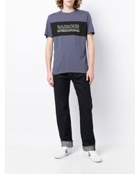 T-shirt à col rond imprimé bleu Barbour
