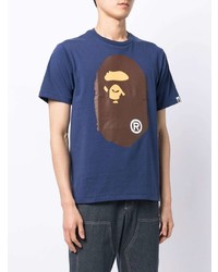 T-shirt à col rond imprimé bleu A Bathing Ape