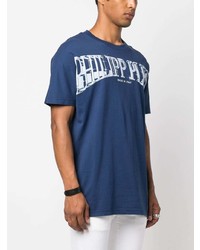 T-shirt à col rond imprimé bleu Philipp Plein