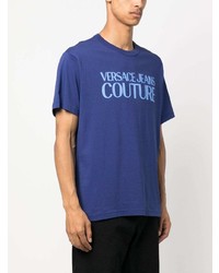 T-shirt à col rond imprimé bleu VERSACE JEANS COUTURE