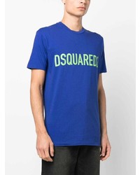 T-shirt à col rond imprimé bleu DSQUARED2