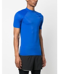 T-shirt à col rond imprimé bleu Balmain