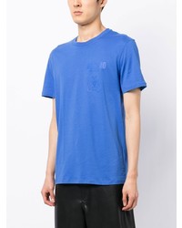 T-shirt à col rond imprimé bleu Moschino