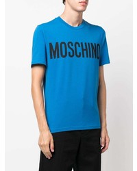 T-shirt à col rond imprimé bleu Moschino