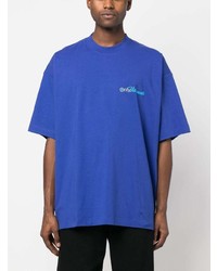 T-shirt à col rond imprimé bleu Vetements