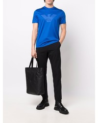 T-shirt à col rond imprimé bleu Emporio Armani