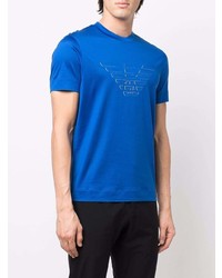 T-shirt à col rond imprimé bleu Emporio Armani