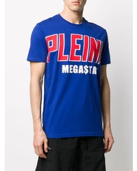 T-shirt à col rond imprimé bleu Philipp Plein