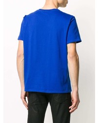 T-shirt à col rond imprimé bleu Just Cavalli