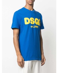 T-shirt à col rond imprimé bleu DSQUARED2