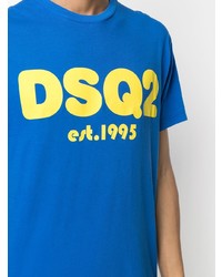 T-shirt à col rond imprimé bleu DSQUARED2