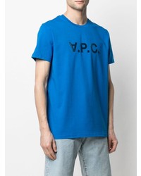 T-shirt à col rond imprimé bleu A.P.C.