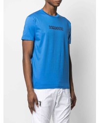 T-shirt à col rond imprimé bleu DSQUARED2