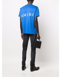 T-shirt à col rond imprimé bleu Amiri