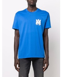 T-shirt à col rond imprimé bleu Amiri