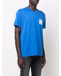 T-shirt à col rond imprimé bleu Amiri