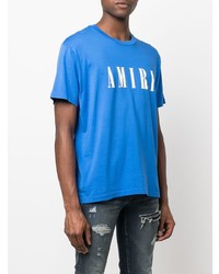 T-shirt à col rond imprimé bleu Amiri