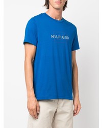 T-shirt à col rond imprimé bleu Tommy Hilfiger