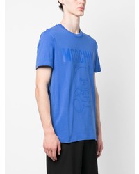 T-shirt à col rond imprimé bleu Moschino