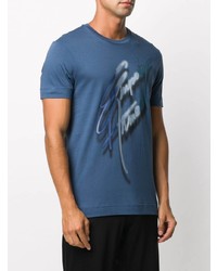 T-shirt à col rond imprimé bleu Emporio Armani