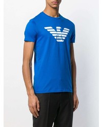 T-shirt à col rond imprimé bleu Emporio Armani