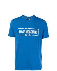 T-shirt à col rond imprimé bleu Love Moschino