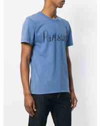 T-shirt à col rond imprimé bleu MAISON KITSUNÉ