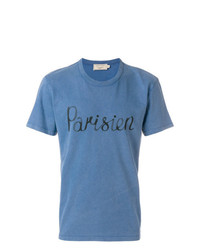 T-shirt à col rond imprimé bleu MAISON KITSUNÉ