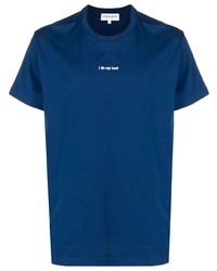 T-shirt à col rond imprimé bleu Maison Labiche