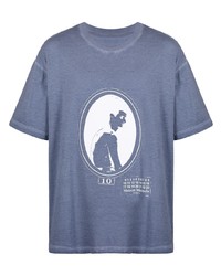 T-shirt à col rond imprimé bleu Maison Margiela