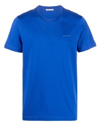 T-shirt à col rond imprimé bleu Marni
