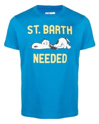 T-shirt à col rond imprimé bleu MC2 Saint Barth