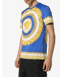 T-shirt à col rond imprimé bleu Versace