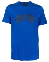 T-shirt à col rond imprimé bleu Michael Kors