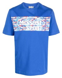 T-shirt à col rond imprimé bleu Missoni