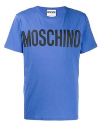 T-shirt à col rond imprimé bleu Moschino