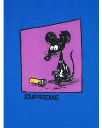 T-shirt à col rond imprimé bleu Supreme